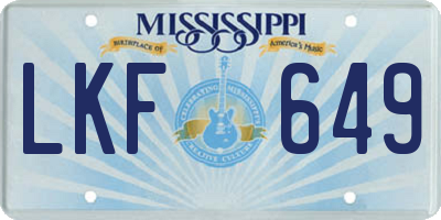MS license plate LKF649