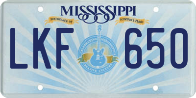 MS license plate LKF650