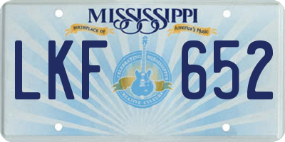 MS license plate LKF652
