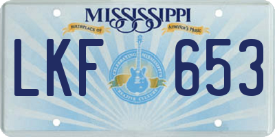 MS license plate LKF653