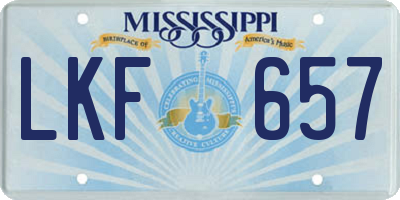 MS license plate LKF657