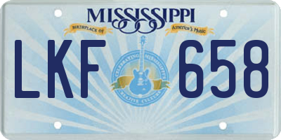 MS license plate LKF658