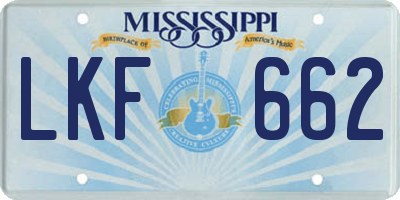 MS license plate LKF662