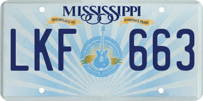 MS license plate LKF663