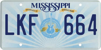 MS license plate LKF664