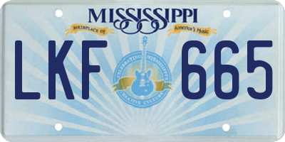 MS license plate LKF665