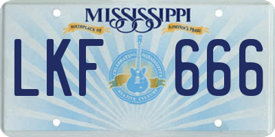 MS license plate LKF666