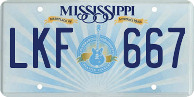 MS license plate LKF667