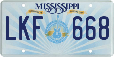 MS license plate LKF668