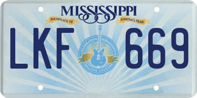 MS license plate LKF669