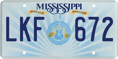 MS license plate LKF672