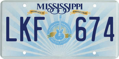 MS license plate LKF674