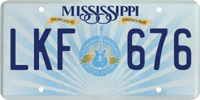 MS license plate LKF676