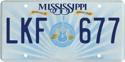 MS license plate LKF677
