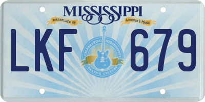 MS license plate LKF679