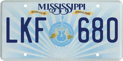 MS license plate LKF680