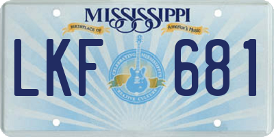 MS license plate LKF681