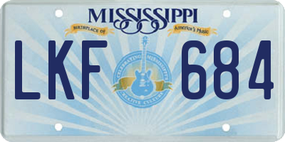 MS license plate LKF684