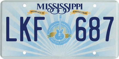 MS license plate LKF687