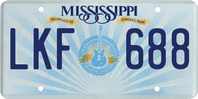 MS license plate LKF688