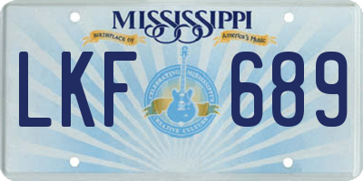 MS license plate LKF689