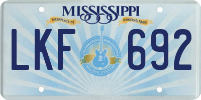 MS license plate LKF692