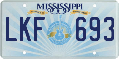 MS license plate LKF693