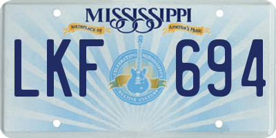 MS license plate LKF694
