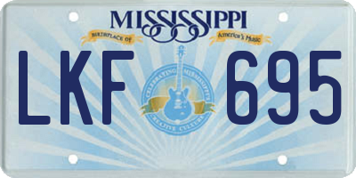 MS license plate LKF695
