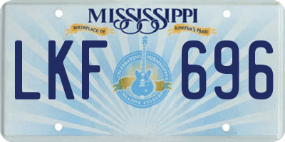 MS license plate LKF696