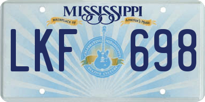 MS license plate LKF698