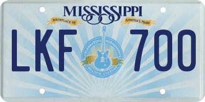 MS license plate LKF700