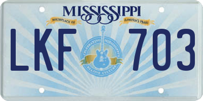 MS license plate LKF703