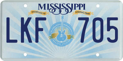 MS license plate LKF705