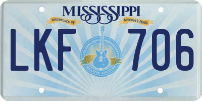MS license plate LKF706