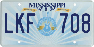 MS license plate LKF708