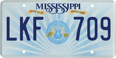 MS license plate LKF709
