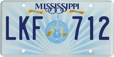 MS license plate LKF712
