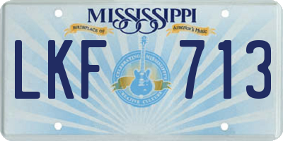 MS license plate LKF713