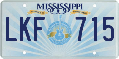 MS license plate LKF715