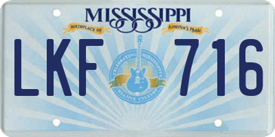 MS license plate LKF716