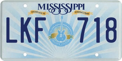 MS license plate LKF718