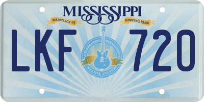 MS license plate LKF720