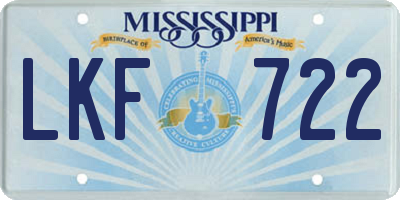 MS license plate LKF722