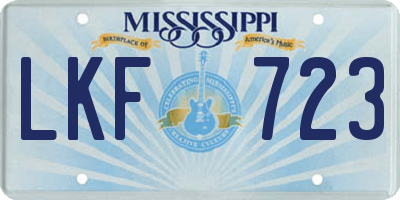 MS license plate LKF723