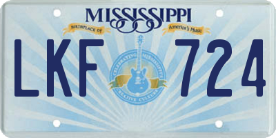 MS license plate LKF724