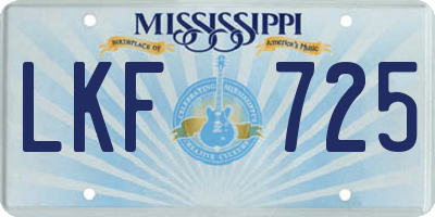 MS license plate LKF725
