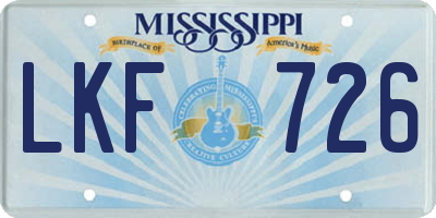 MS license plate LKF726