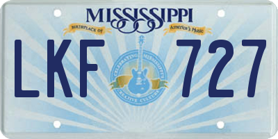 MS license plate LKF727