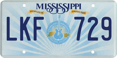 MS license plate LKF729